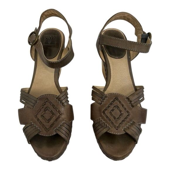 Frye Womens Size 8.5 Carlie Huarache Boho Ankle Wedge Leather Platform Sandals - Picture 3 of 9